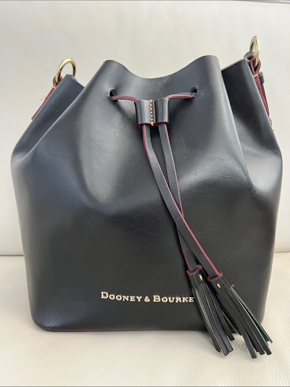 Dooney and Bourke leather drawstring bucket bag
